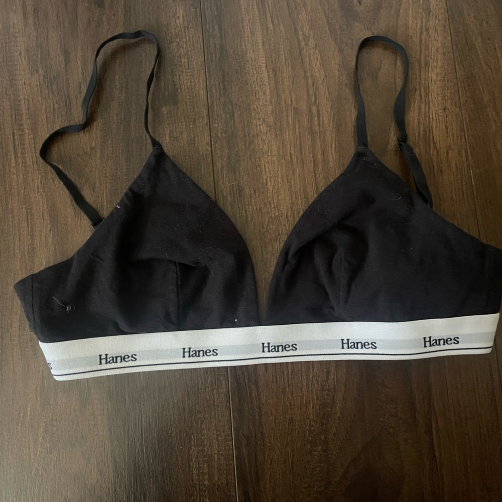 Hanes Black Bra with White Band
